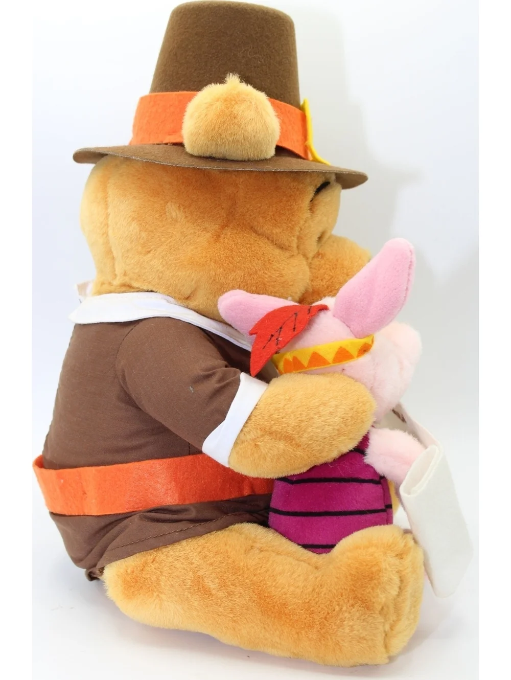VTG Disney Winnie the Pooh Pilgrim & Piglet Indian Happy Thanksgiving Plush Doll
